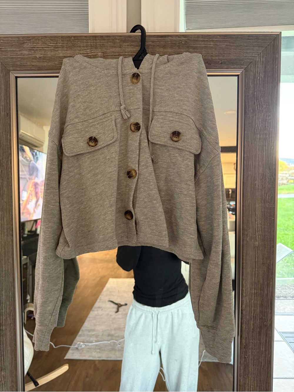 ✨Hippie Rose Taupe Button-Front Hooded Cardigan✨